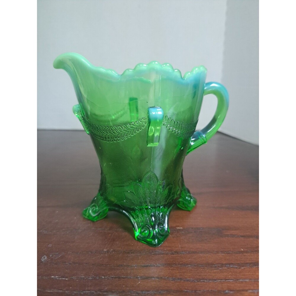 1904 EAPG Jefferson Glass Co. Swag With Brackets (Alpine) Opalescent Green...